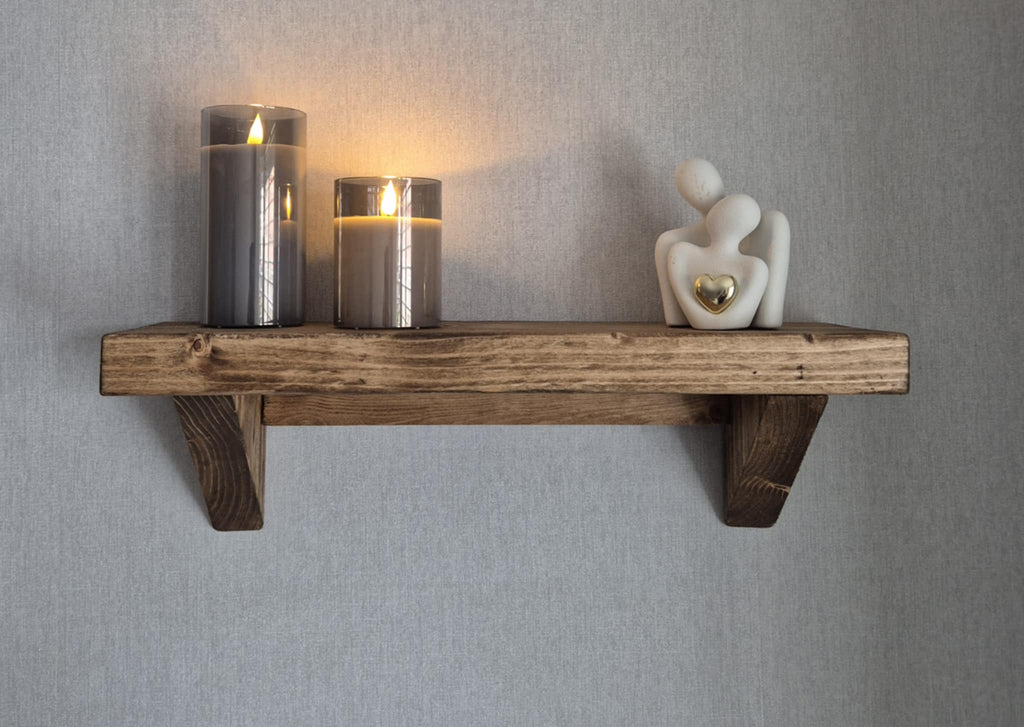 Rustic Wood Floating shelf 60 cm Handmade